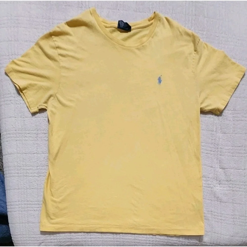 Lot of 2 Polo Ralph Lauren Vintage Single Stitch T-shirts Mens Large Yellow/Gray